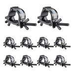 10PCS Truss Clamp Stage Light Clamp, GZhuoNan Professional 35-40 mm Aluminium Black Small Size Light Clamps with TUV Certified, Heavy Duty 165LB Lighting Clamps, Fit for 1.4-1.6 Inch OD Tube/Pipe