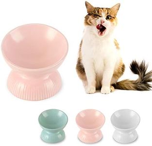 Pink Small Cat Bowl,Raised Cat Food Bowls Anti Vomiting,Tilted Elevated Cat Bowl,Ceramic Pet Food Bowl for Flat-Faced Cats,Small Dogs,Protect Pet's Spine,Dishwasher Safe