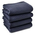 Sure-Max 4 Moving & Packing Blankets - Pro Economy - 80" x 72" (35 lb/dz Weight) - Professional Quilted Shipping Furniture Pads Navy Blue and Black