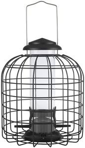 Critters@Home Squirrel Proof Bird Feeder - Hanging Caged Tube Bird Feeder for Small Birds - Finch Chickadee Sparrow and Wren - Ideal for Outdoors - Pigeon, Blue Jay, Deer, Grackle and Starling Proof