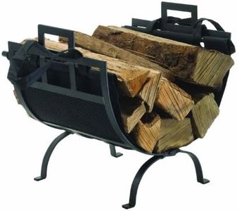 Pleasant Hearth Log Holder with Canvas Tote Carrier,Black