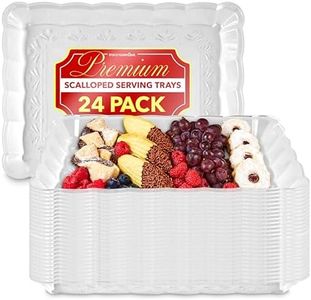 (24 Pcs) Clear Plastic Serving Tray 9x13, Large Plastic Serving Platter Disposable, Rectangle Party Trays and Platters for Fruit, Dessert, Cookies, Appetizers, Food, Entertaining, Holiday Parties