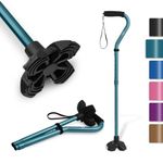 KingGear Adjustable Cane for Men & Women - Lightweight & Sturdy Offset Walking Stick - Mobility Aid for Elderly, Seniors & Handicap (Blue)