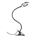 Woputne Desk Lamp Clip Light, 10 Dimmable Brightness 3 Light Modes Reading Light, Clamp Bedside Lamp for Painting, Craft, Study (Black)