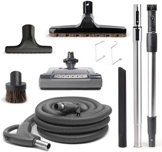 Drainvac Central Vacuum System Kit – Complete Central Vacuum Set with 35-ft Hose, Electric Floor Brush, Telescopic & Electric Wands, Dusting, Upholstery & Crevice Tools