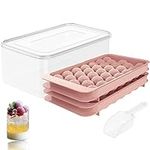 Mini Sphere Ice Cube Tray Balls, Round Ice Ball Maker Mould for Freezer, Includes Free Container (Pink)