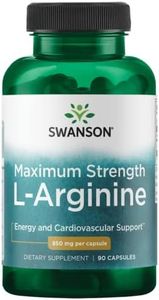 Swanson Maximum Strength L-Arginine Supplement, 850mg Amino Acid, 90 Capsules, Cardiovascular Support