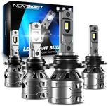 NOVSIGHT 9005 9006 LED Headlight Bulbs Combo,400% 26000LM Brightness LED Headlights,6500K Cool White 9005/HB3 9006/HB4 High Low Dual Beam LED Fog lights,Plug and Play with Fan,Pack of 4
