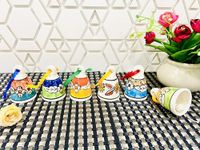 Altaica Beautiful Handmade Ceramic Wall Door Hangings and Painted Bells with Resonating Sound Temple for Home and Office Decoration Multicolour Pack of 6