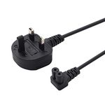 UK 3Pin Plug to IEC C7 Figure 8 Right Angled 90 Degree Power Lead Main Power Cable Compatible with Samsung LG Philips Toshiba Sony PS4 PS5 Sharp Panasonic LED Flat TV Printer Sky box (1M)