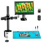 10" Digital Micrscope with Flexible Arm for Adults, Soldering Microscope for Electronics Repair, Opqpq ODM702 Flex Coin Microscope with Ring Light Full View, PCB Magnifying Glass Electron Magnifier