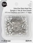 Dritz Extra-Fine Glass Head Pins-Size 22 250/Pkg, White, 1-3/8-inch