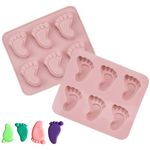 KOXLONG 2 Pcs Silicone Cake Molds Baby Feet Chocolate Moulds 6-Cavity Cake Cookie Moulds Resin Muffin Jelly Candy Baking Molds for Making Chocolate Cake Decoration DIY Gift Baby Party Supplies, Pink