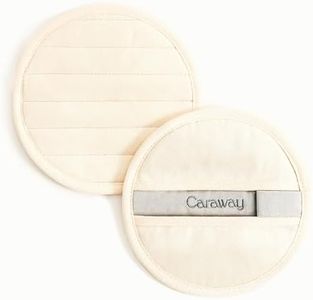 Caraway Pot Holders - 100% Organic Cotton Pot Holder - Double-Layer Stain Resistant Stitching - Resists High Heat & Low Cold Temperatures - Machine Washable - Cream