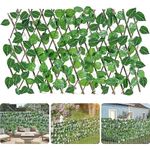 TIED RIBBONS Decorative Artificial Expandable Wood Fence Hedge Green Leaves Trellis (297.1 cm x 111 cm) for Home Garden Decor Balcony Privacy Creeper Plant Wall Cafe Restaurant Decoration Items