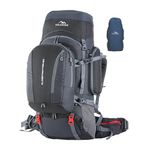 TRAWOC GLOBETROTTER 80 Liter (70+10) Internal Metal & Fiber Frame Rucksack Bag for Men & Women Trekking, Hiking Travel Backpack with Detachable Daypack, Rain Cover and Shoe Compartment, Grey