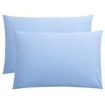 FLXXIE 2 Pack 100% Brushed 1800 Microfiber Plain Queen Pillowcases, Wrinkle and Stain Resistant, Soft and Cozy Envelope Closure Bed Pillow Cases, Pale Blue, 50x75 cm