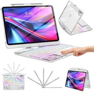TSQQST Clear Wireless Keyboard Case for iPad Pro 13 Inch M5/M4 2025/2024 with Pencil Holder & Multi-Touch Trackpad, Visible PCB High-Tech Style, 3-Brightness & 7-Color Backlight, 360 Rotatable, White