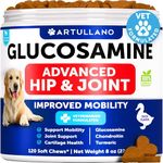 Glucosamine for Dogs - Hip and Joint Supplement for Dogs - 120 Chews with Glucosamine Chondroitin, Turmeric, MSM - Canine Joint Health - Mobility Support - Duck Flavor Chewable Treats