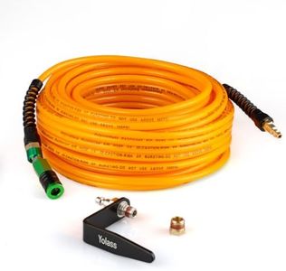 Yolass Air Compressor Hose 1/4”x100 ft Yellow Transparent Flexible Reinforced Polyurethane (pu) Air Hose with 1/4"360 Swivel Coupler and Air Hook,Bend Limiter