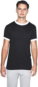 American Apparel Unisex 50/50 Crewneck Short Sleeve T-Shirt - USA Collection, Black/White, Small