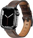 Croiky Retro Leather Strap Compatible with iWatch strap 49mm|45mm|44mm|42mm,Replacement Band for Apple Watch Ultra 2 Strap Series 9 SE2 8 7 6 5 4 3 2 1 (Brown) [WATCH NOT INCLUDED]