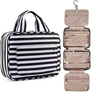 BAGSMART Toiletry Bag Travel Bag with Hanging Hook, Bonchemin Water-resistant Makeup Cosmetic Bag Travel Organizer for Accessories, Shampoo, Full Sized Container, Toiletries, Large
