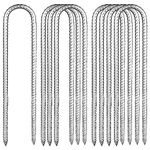 YOUNTHYE 8PCS Tent Pegs Metal Heavy Duty 12 inch, 30cm Galvanised Steel Ground Pegs Heavy Duty Trampoline Pegs Ground Stakes for Tents, 9mm thick Football Nets Bouncy Castles