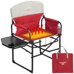 SUNNYFEEL Heated Camping Directors Chair, Heavy Duty,Oversized Outdoor Portable Heating Folding Chair with Side Table, Pocket for Beach, Fishing,Trip,Picnic,Lawn,Concert Foldable Camp Chairs