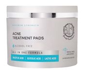 Acne Treatment Pads- Contains Salicylic, Glycolic, & Lactic Acid for Face & Body. Eliminates Oily Skin, Clogged Pores & Cystic Breakouts. Remover for Dark Spots, Whitehead & Blackhead Pimples.