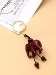 RDK Red Sandalwood (Lal Chandan) Elephant Antique Keychain For Men and Women Stylish/Double Key Ring Hook Keychain Holder For Bikes Car Keychains & For Gift