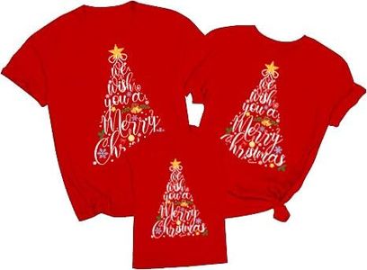 Family Christmas Shirts for Parent Child Family Matching Outfits Christmas Tree Tshirts Short Sleeves Holiday Tops
