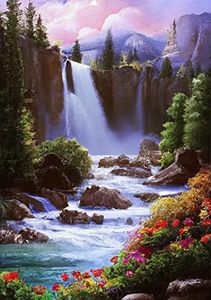 Kaliosy 5D DIY Diamond Art Kits for Adults Waterfalls Landscapes by Number Kits, Diamond Painting Arts Craft Wall Stickers for Bedroom Decoration 12x16 inch K1-903 (x11892)