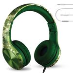 LilGadgets Connect+ Pro Boys Headphones For School - Designed With Kids' Comfort In Mind, Foldable Over-Ear Headset With In-Line Microphone, Headphones Wired, Headphones For Kids, Digital Camo