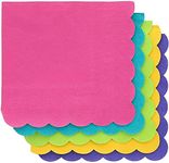 Juvale 2-Ply Paper Cocktail Napkins, Scalloped Edge, Tropical Colors (200 Pack)