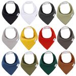 Baby Bandana Drool Bibs for Boys, Solid Colors Infant Bibs Unisex 12 Pack for Teething and Drooling