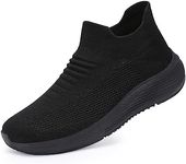 SHULOOK Womens Slip on Walking Shoes Comfort Lightweight Breathable Sock Shoe Non-Slip Mesh Casual Fashion Tennis Running Sneakers Black