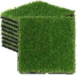 VANCASTLE Artificial Grass Turf Tiles Interlocking Set 9 Pieces, Fake Grass Tiles Self-draining for Pet Indoor/Outdoor Flooring Decor, 12"x12"