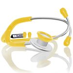 ELKO EL-130 DECI-TONE Aluminium Head Acoustic Stethoscope For Doctors, Nurses & Medical Students | Dual Head Lightweight Chest Piece With U-Shaped Latex-Free PVC Tubing | Soft Sealing Ear Knobs (Yellow)