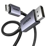 UGREEN 4K DisplayPort to HDMI Cable 1080P@120Hz, Active DP 1.2 to HDMI 1.4 Cord Alu Braided Unidirectional Display Port to HDMI Cable 3FT Compatible with Monitor, Desktop, HDTV, Laptop, AMD, NVIDIA