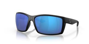 Costa Del Mar Men's Reefton Rectangular Sunglasses, Blackout/Blue Mirrored Polarized, 64 mm