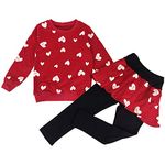 DHASIUE Girls Toddler Cute Outfits Clothing Set Hearts Print Long Sleeve Sweatshirt T-Shirt Tops & Pantskirt Skirt Leggings Trousers Age 4-5 Years