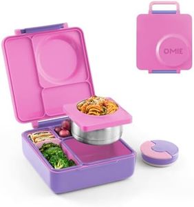 OmieBox Bento Box for Kids - Insulated Bento Lunch Box with Leak Proof Vacuum Insulated Food Jar - 3 Compartments, Two Temperature Zones (Unicorn Pink)