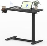 FLEXISPOT Mobile Standing Desk with Wheels Pneumatic Laptop Desk Rolling Computer Cart Movable Height Adjustable Small Sit Stand Desk Computer Workstations Home Use（27.6" W x 15.7" D, Black