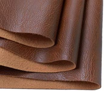 Wento Thick 1 Yard Faux Leather Fabric Soft Skin Grain PU Leather Fabric for Furniture Cover Reupholster Sofa Chairs Cushiones Vinyl Upholstery Fabric (1yard,Brown)