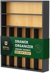 ROYAL CRAFT WOOD Luxury Bamboo Kitchen Drawer Organizer - Silverware Organizer - Utensil Holder and Cutlery Tray with Grooved Drawer Dividers for Flatware and Kitchen Utensils (7 Slot)