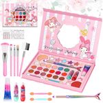 Aomig Kids Makeup Sets for Girls, 37 Pcs Washable Children's Make Up Kit with 8 Brushes, Non-Toxic Cosmetic Beauty Set Gift for Kids, Princess Pretend Play Games Toys Birthday