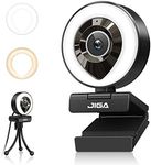 JIGA Streaming Webcam with Dual Microphone 1080P Adjustable Right Light Pro Web Camera Advanced Auto-Focus with Tripod Zoom Camera Gaming Webcam for Xbox Facebook YouTube Streamer Conferencing