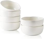 AmorArc Stoneware Cereal Bowls for Kitchen, 28oz Large Ceramic Soup Bowls Set of 6 for Meal, Chip-Resistant Kitchen Bowls with Wavy Rim, Reactive Glaze-Matte White