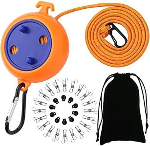 ZONSUSE Corde a Linge Retractable, Antidérapante Portable, 8m, 10 Boucles de Retenue et 20,pour Intérieur Extérieur Camping Voyage Accessoires (Orange)